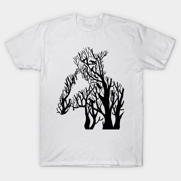 Man tree silhouette T-Shirt by Handini _Atmodiwiryo